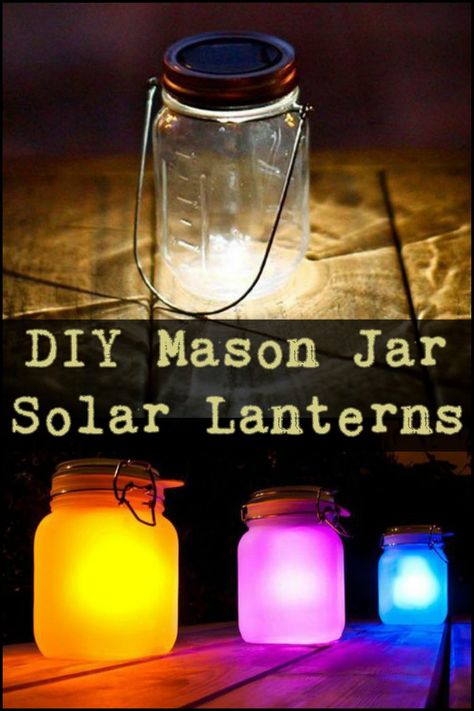 These DIY Mason Jar Solar Lanterns Give Off Wire-Free Outdoor Illumination Well After The Sun Sets Solaire Diy, Mason Jar Solar Lights, Solar Lights Diy, Solar Light Crafts, Solar Mason Jars, Mason Jar Projects, Light Crafts, Diy Solar, Solar Lights Garden