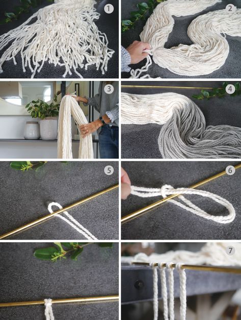 Project Nursery - DIY Dip Dye Wall Hanging Tutorial Dip Dye Fiber Art Diy, Dip Dye Tapestry Diy, Dip Dyed Macrame Wall Hanging, Dip Dye Yarn Hanging Diy, Diy Dip Dye Wall Hanging, How To Dye Macrame Wall Hanging, Macrame Dip Dye Wall Hanging, Dip Dye Wall Hanging, Diy Fiber Art