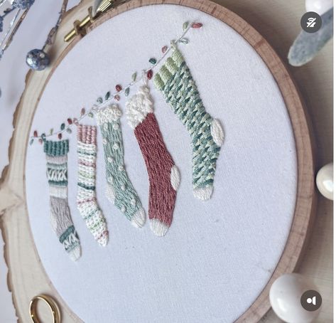 Embroidered Stockings, Winter Embroidery, Learning To Embroider, Holly Jolly Christmas, Christmas Embroidery Designs, Stocking Pattern, Wooden Hoop, Jolly Christmas, Christmas Bundle