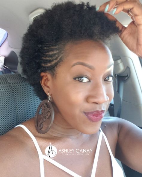 TWA hairstyle braid out Feaux hawk Braids on the side Black Girl  4c Hair Curled Braids, Black Hair 4c, Statement Hairstyles, Braids On The Side, Fro Hawk, Short Black Natural Hairstyles, Twa Styles, Hairstyle Braid, African Natural Hairstyles