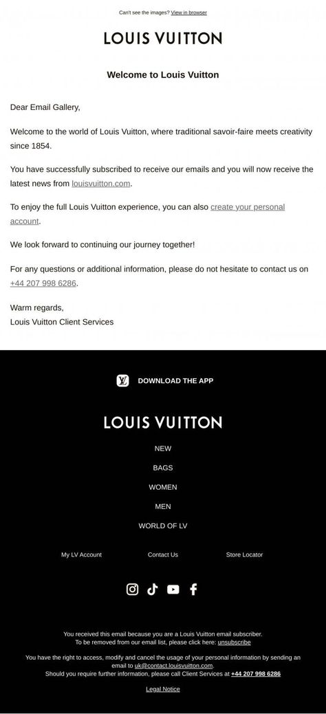 E-Commerce Email Design Inspiration | Louis Vuitton - Welcome to the Louis Vuitton Newsletter Html Email Design, Email Marketing Design Inspiration, Email Ideas, Email Design Inspiration, Email Marketing Design, Marketing Email, Newsletter Design, Email Design, Email Templates