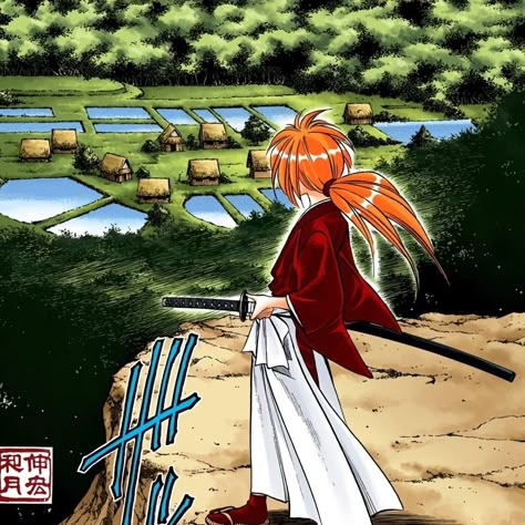 Kenshin Himura Manga, Rurouni Kenshin Icon, Kenshin Himura Icons, Bandage Face, Fire Anime Pfp, Kenshin Rurouni, Anime Pfps For Discord, Kenshin Le Vagabond, Kenshin Anime