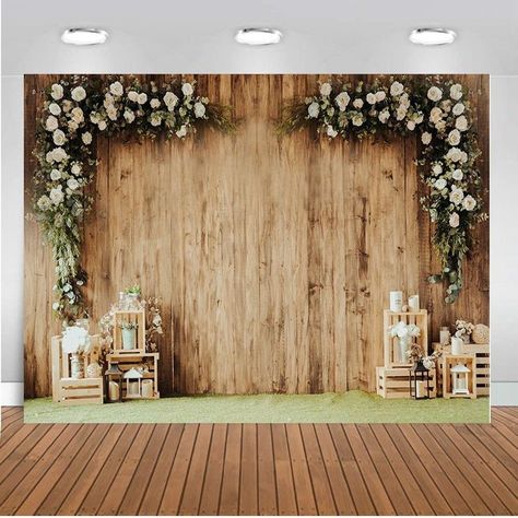 Art Studio Green Leaves Photography Backdrops Spring Nature Safari Party Decoration Outdoorsy Newborn Baby Shower Backdrop We Wood Backdrop Wedding, Simple Beach Wedding, Rustic Wedding Backdrops, Wooden Backdrops, Photo Backdrop Wedding, Rustic Backdrop, Wedding Backdrop Design, Wood Backdrop, Bridal Decorations