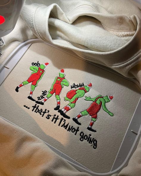 That’s it! I’m not going! #grinch #christmas #xmas #embroidery #love #winter #cold #sweats #fyp #xmasmovies 🎅 That's It I'm Not Going Grinch, Christmas Embroidery Sweatshirts, Embroidery Sweatshirt Ideas, Chris Hemsworth Wife, Grinch Embroidery, Christmas Embroidery Ideas, Xmas Embroidery, Xmas Sweaters, Xmas Movies