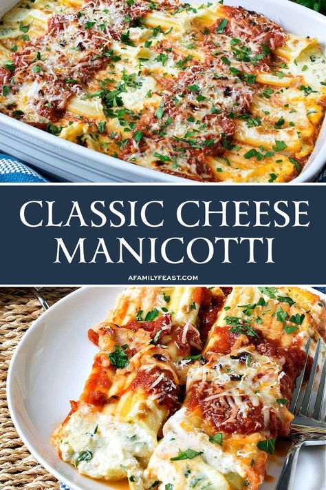 Barilla Pasta Recipes, Best Manicotti Recipe, Easy Manicotti Recipe, Cheese Manicotti, Raw Sweet Potato, Ricotta Cheese Recipes, Ricotta Filling, Manicotti Recipe, Marinara Recipe