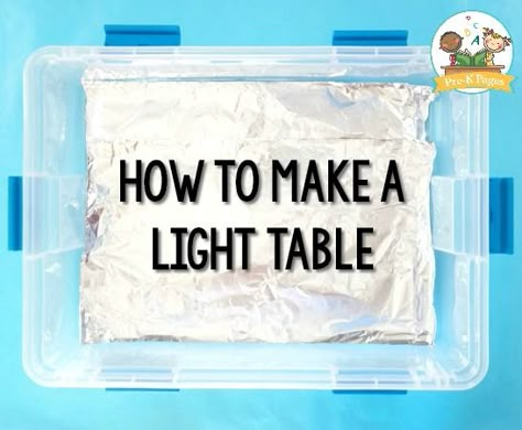 DIY Light Table for Preschool - Pre-K Pages Montessori Light Table Activities, Light Table Diy How To Make A, Homemade Light Table, How To Make A Light Table Preschool, How To Make A Light Table, Light Exploration Preschool, Diy Sensory Light Table, Diy Light Table For Tracing, Diy Light Board