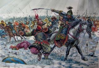 Mongols of the The Golden Horde battle and annihilate a medievel Russian army. Gengis Kan, Horse Archer, Golden Horde, Warriors Illustration, Historical Warriors, Chinese Warrior, Ancient Warfare, In Memoriam, Medieval Knight