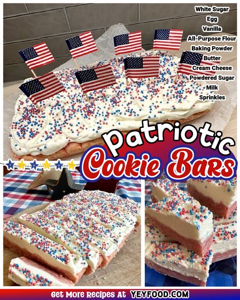 Make Some Festive Patriotic Cookie Bars - yeyfood.com Easter Rolls, Homemade Guac, Hacks For Home, Patriotic Cookies, Popular Cookies, Yummy Sugar Cookies, Holy Guacamole, Sugar Cookie Bars, Soft Sugar