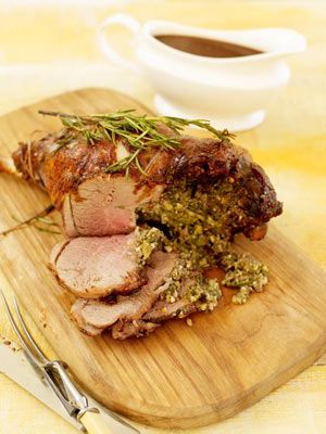 Stuffing a leg of lamb is a great way to transform a regular cut into something a bit special for Easter, and this recipe ensures it'll be bursting with flavour. If you've never made homemade gravy before, give it a go – you can't beat it! Stuffed Leg Of Lamb, Lamb Leg Recipes, Roast Lamb Leg, Lamb Leg, Leg Of Lamb, Jamie Oliver Recipes, Homemade Gravy, Lamb Roast, Sunday Roast