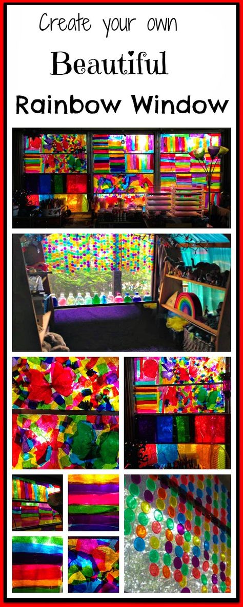 Create a Beautiful Rainbow Window... so many possibilities and love the ideas with different textures and color shifting displays Prek Themes, Rainbow Window, Sensory Rooms, Reggio Inspired, Sensory Room, Classroom Displays, Reggio Emilia, Child Life, Sensory Activities