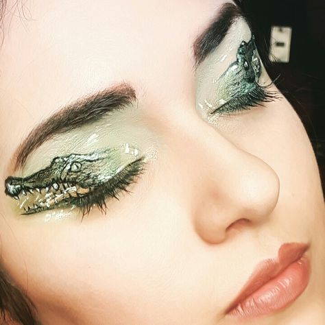 Crocodile eye makeup Crocodile Makeup, Crocodile Eyes, Cute Crocodile, Heavy Makeup, Crocodiles, Hoop Ring, Nostril Hoop Ring, Septum Ring, Eye Makeup