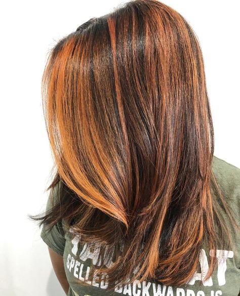 Hair Color Orange Brown, Highlight Hair Ideas, Orange Hair Color Ideas, Copper Hair With Highlights, Orange Hair Color, Orange Hair Dye, Hair For Beginners, Ginger Hair Dyed, Light Auburn Hair