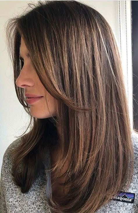 Cute Medium Length Haircuts, Rambut Brunette, Medium Layered Haircuts, Bangs With Medium Hair, Peinados Fáciles Para Cabello Corto, Haircuts For Medium Hair, Long Brown Hair, Haircuts Straight Hair, Long Hair With Bangs