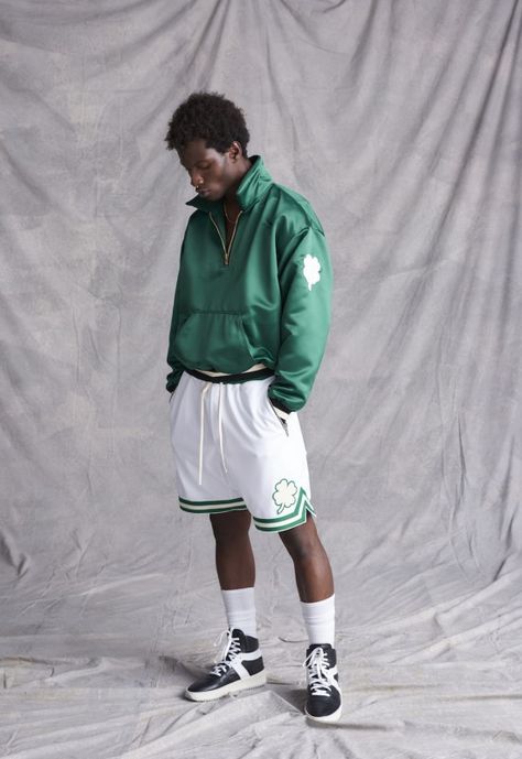 Fear of God Tributes Boston Celtics For Its 1987 Collection – PAUSE Online | Men's Fashion, Street Style, Fashion News & Streetwear Trend Pants, Cargo Pants Outfit Men, Men Bodybuilding, Basketball Pants, Casual Fashion Trends, Pants Outfit Men, Body Building Men, Training Running, Cargo Shorts Men