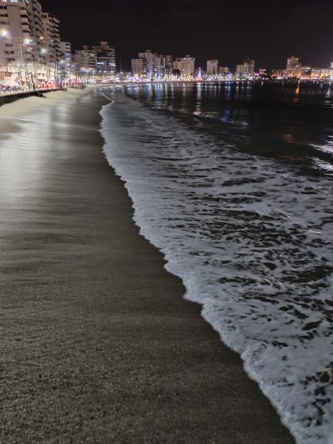 Night view of beach Calicut Beach, Beach At Night, Beach Night, Night View, At Night, Water, Quick Saves