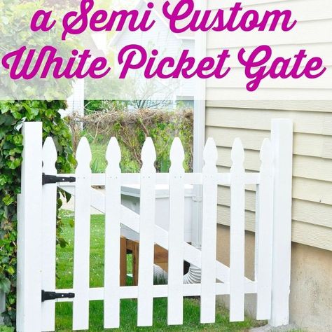 This diy white picket fence gate was the solution to my problems of wanting a stylish looking gate, that was affordable, and was going to keep my kids and dog safe in the backyard. It was a labor of love, but am so excited with how it turned out. We used pressure treated lumber and pre made picket fencing to make the two gates. We reinforced the backs of the gate by screwing 2 x 4's to give it a more sturdy feel. Otherwise the gate felt flimsy. Used black hardware to give this ga… Diy White Picket Fence, Diy Fence Gate, Simple Fence, Picket Fence Gate, Fence Building, Short Fence, Balcony Fence, Picket Gate, Timber Fencing