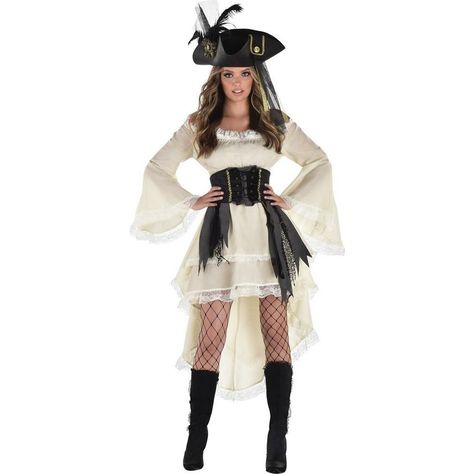 Embrace the spirit of the seven seas with this bewitching Pirate Dress. Its detailed design invites you to delve into a world of swashbuckling and adventure. pbAdult Pirate Costume Dress product details:-b-p ul liLace trim details-li liShirred waist-li liLace trim details-li liBell sleeves-li liHigh-low cut-li li100% polyester-li liDoes not include shoes hat corset or tights-li liReview the size chart for sizing information-li -ul bpCare Instructions:-b-p ul liHand wash cold with like colors-li liLine dry-li liDo not bleach or iron-li -ul Pirate Vest, Pirate Dress, Female Pirate Costume, Pirate Halloween Costumes, Pirate Halloween, Seven Seas, Halloween Costume Accessories, Pirate Costume, Costume Outfits