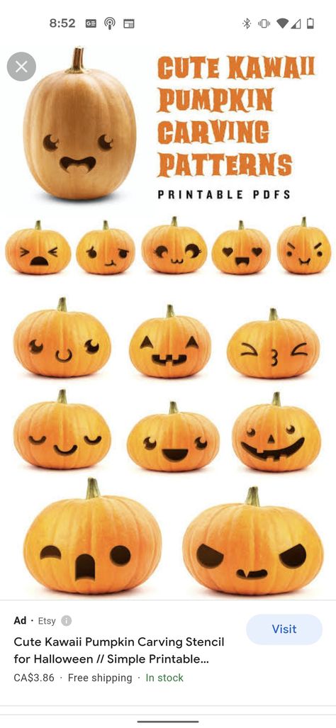 Carved Mini Pumpkin, Pumpkin Carving Kawaii, Animal Crossing Pumpkin Carving, Kawaii Pumpkin Carving, Pumpkin Carving Patterns, Pumpkin Carvings Stencils, Harry Potter Halloween, Monster Mash, Carving Ideas