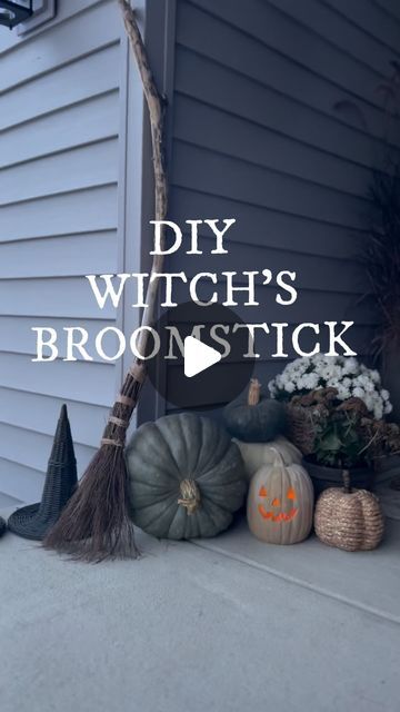 Kaley Acerbi on Instagram: "DIY WITCH’S BROOMSTICK 🧙🧹 

I saw some broomsticks online and thought they were way overpriced so you know I had to make my own😆

We made some dates out of it and picked some sticks at our local park. Sanded them and took a heather broom and attached it ourselves with twine. 

Placed some orange lights throughout and BAM. This was a fun DIY to do together and they look so cool on our front porch. 

Comment “SHOP” and I’ll send you the links for what I used here! 🧙🧹🖤" Diy Witch, Witches Broomsticks, Witch Diy, Instagram Diy, Fun Diy, Light Orange, Front Porch, Twine, Fun Diys