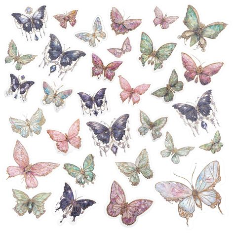 💥80PCS Vintage Butterfly Stickers - Transparent Holographic Butterfly Sticker Planner Stickers Set Glitter Waterproof Resin Decals for Scrapbooking, Journals, Laptop, Crafts, Water Bottle, Gift Packaging.

Use these beautiful holographic butterfly stickers to decorate your journals, planners, laptops, water bottles, gifts, crafts, and more!

#butterflystickers #holographicstickers #stickerset #waterbottlestickers #laptopstickers Butterfly Design For Project, Beautiful Butterflies Art Drawings, How To Make Transparent Stickers, Journal Stickers Butterfly, Butterfly Vintage Sticker, Butterfly Stickers Free Printable, Butterfly Vintage Aesthetic, Butterfly Journaling, Butterfly Aesthetic Sticker