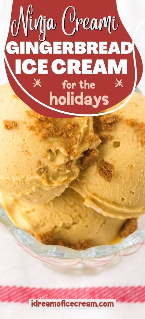 Christmas Ice Cream Recipes, Christmas Ice Cream Desserts, Gingerbread Ice Cream, Caramel Ice Cream Recipe, Ice Cream Dessert Recipe, Ninja Ice Cream Recipe, Easy Dessert Recipes Christmas, Christmas Ice Cream, Cookie Ice Cream