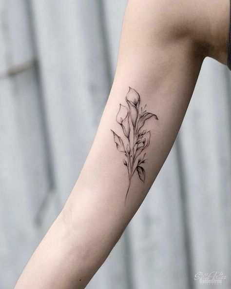 Calla Lily Tattoo. Peace Lily Tattoo, Small Lily Tattoo, Lily Tattoo Designs, Calla Lily Tattoo, Lily Tattoo Meaning, Lillies Tattoo, Lily Tattoo Design, Inner Arm Tattoos, Lily Flower Tattoos