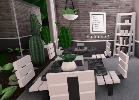 find me on instagram & twitter @buzzyhoneyboo Cafe Seating Area, Outdoor Cafe Seating, Bloxburg Cafe, Minecraft City Buildings, Tiny House Bedroom, Two Story House Design, Cafe Seating, City Layout, Tiny House Layout