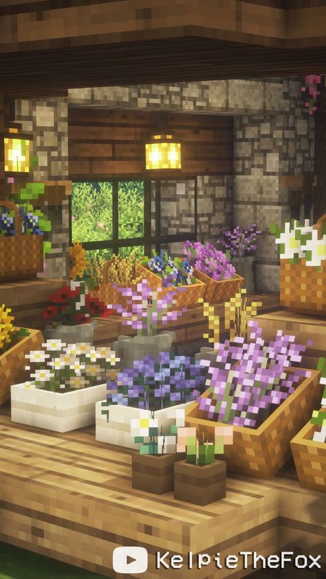 Minecraft Flower Shop, Magical Cottagecore, Minecraft Shops, Cottagecore Minecraft, Aesthetic Minecraft, Minecraft Cheats, Minecraft Seed, Minecraft Interior, Minecraft Interior Design