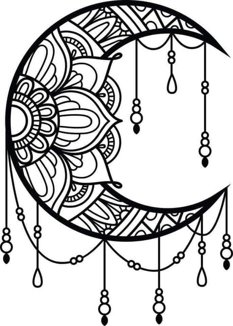 Vasos Vintage, Desain Quilling, Moon Tattoo Designs, Adult Coloring Designs, Soyut Sanat Tabloları, Pola Sulam, Mandala Design Art, Mandala Coloring Pages, Mandala Drawing