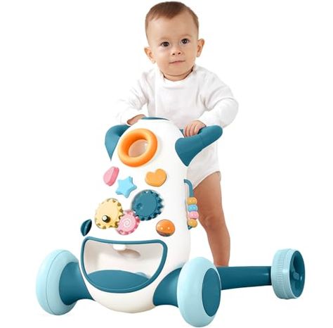 KUB Baby & Toddler Walker Push Toy, Interactive Sound & Light Effect Musical Montessori Activity Center, Adjustable Speed Wheel, Safe & Stable, Fun Gift for Boy and Girl Learning to Stand & Walk Montessori Activity, Push Toys, Geometrical Shapes, Activity Center, Corner Design, Premium Food, Montessori Activities, Activity Centers, Boy And Girl