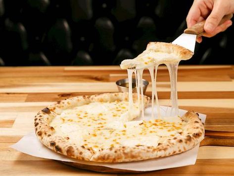 Pizza Quattro Formaggi Authentic Recipe | TasteAtlas Quattro Formaggi Pizza, Recipe For Pizza, Bakers Yeast, Tortilla Pizza, Kinds Of Cheese, Brewers Yeast, Bleu Cheese, Anime Uwu, Southern Europe