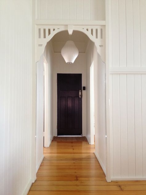 WEST END COTTAGE: Reno - Week 35 Hallway Arch, Queenslander Homes, Workers Cottage, Queenslander House, Entry Area, Queen Anne House, Manual Photography, Australia House, California Bungalow