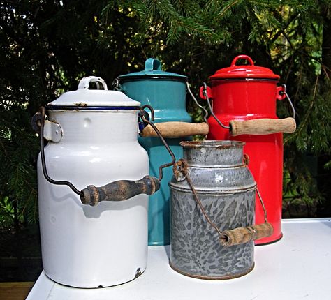 My favorite milk pails Milk Pail, Milk Crates, Fire Hydrant, Decorative Jars, Vintage Style, My Favorite, Milk, Vintage Fashion, Canning