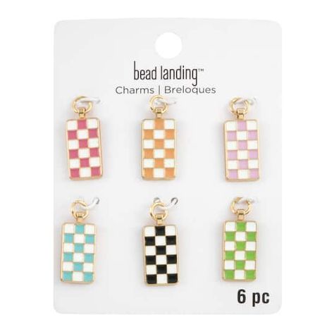 Checkerboard Charms by Bead Landing™ Bead Landing, Earrings Making, Water Beads, Michael Store, Jewelry Making Charms, Bag Charms, Evil Eye Charm, Décor Diy, Pony Beads