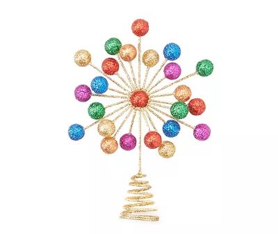 Shop Our Festive Christmas Tree Decorations | Big Lots Rainbow Christmas Decor, Mini Tree Topper, Unique Tree Toppers, Rainbow Christmas Tree, Rainbow Ornaments, Rainbow Christmas, Glitter Ball, Rainbow Tree, Rainbows Christmas