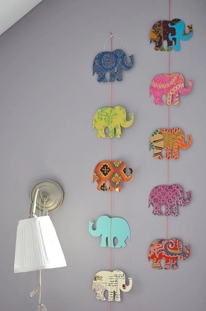 Diy Nursery Decor Girl, Elephant Garland, Perlengkapan Bayi Diy, Nursery Diy Projects, Elephant Decoration, Diy Dorm Decor, Elephant Wall Decor, Diy Nursery Decor, Easy Diy Room Decor