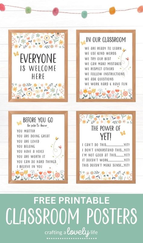 These free printable Classroom Posters are a fun and easy way to add some happiness to your classroom walls this year!
Free Classroom Printables | Printables for Teachers | Kindergarten Printables | Preschool Printables | Printable Decor | Positive Wall Decor Free Printable Classroom Decor, English Class Posters Free Printable, Preschool Rules Poster Free Printable, Color Posters For Classroom Free, Welcome To Our Classroom Sign Free Printable, Classroom Decor Printables, Positive Wall Decor, Classroom Signs Printable, English Classroom Posters