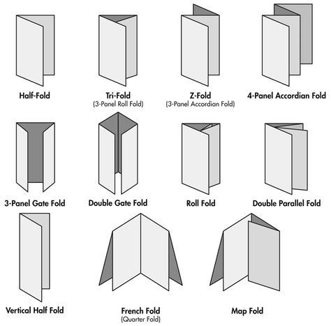 Types of Common Print Folding | First Colour Printers London W1 Foldable Card Template, Foldables Templates, Brochure Folds, Brochure Size, Types Of Folds, Brochure Mockup, Brochure Print, Leaflet Design, Folder Design