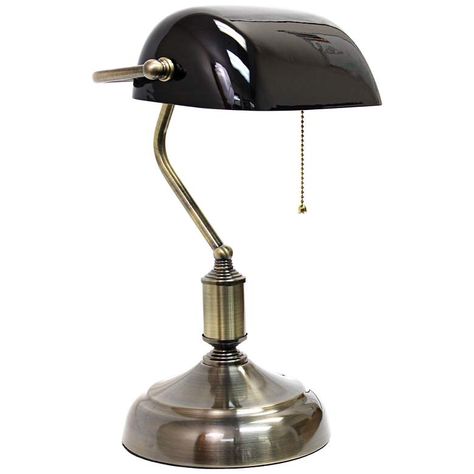 Locust Antique Nickel and Black Glass Banker's Desk Lamp - #35N79 | Lamps Plus Bankers Desk, Bankers Desk Lamp, Lamp With Glass, Farmhouse Lamps, Tv Wand, Bankers Lamp, Task Lamps, Room Lamp, Black Table Lamps