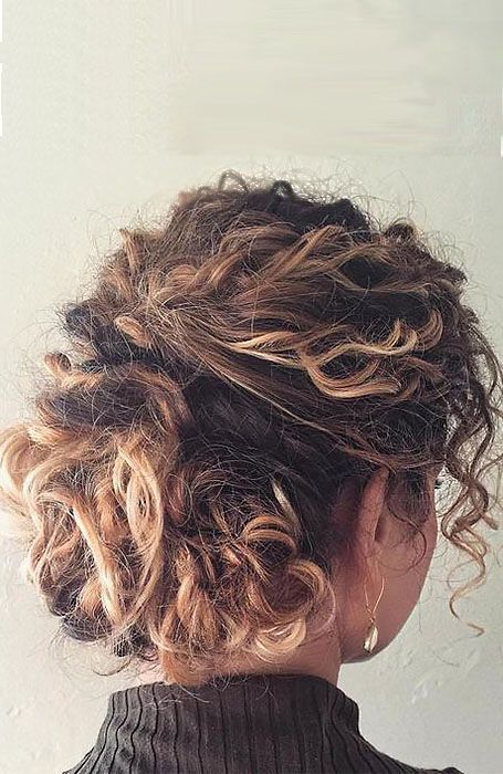 20 Stunning Updos for Short Hair - The Trend Spotter Short Hair Curl Updo, Short Curly Haircuts Highlights, Short Curly Hair One Side Pinned Up, Simple Updos For Short Curly Hair, Updo Curly Short Hair, Med Length Curly Hair Updo, Boho Hairstyles Short Curly Hair, Short Curly Hairdo Wedding, Short Hair Updo Curly Natural Curls