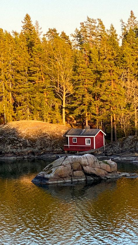 Archipelago, red cabin, röd stuga, skärgård, saariato, finland, sweden, scandinavian, swedish summer, finnish summer, barösund, sea, punainen mökki, golden hour, golden hour photography Swedish Cabin Cottages, Swedish Cabin Interior, Finnish Cabin, Scandi Cabin, Scandinavian Autumn, Sweden Autumn, Finnish Home, Nordic Vibes, Swedish Cabin