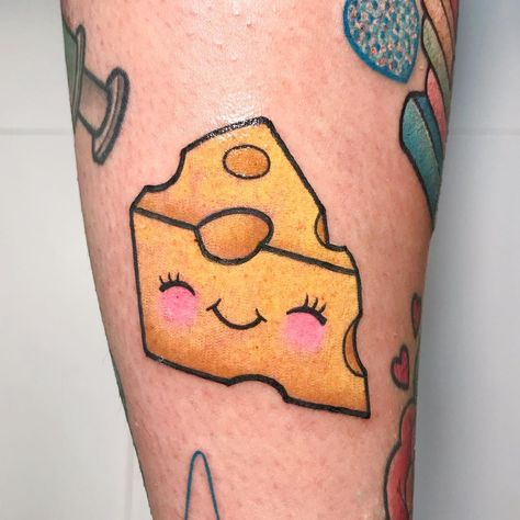 Cheese Tattoo, Kawaii Tattoos, Cheese Puns, Airplane Tattoos, Food Tattoos, Cheese Food, Kawaii Tattoo, Meri Meri, Book Tattoo