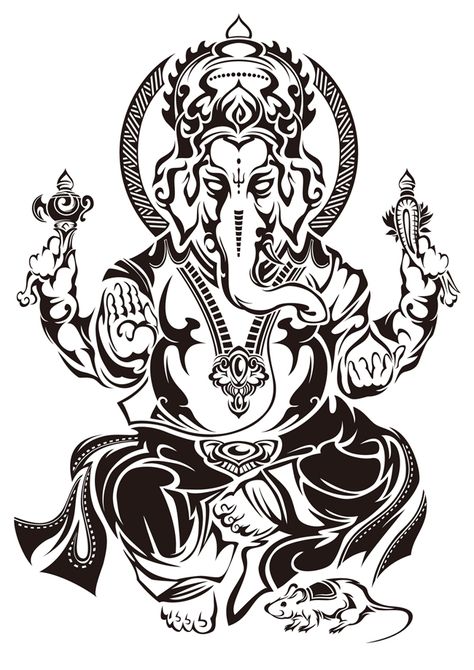 Ganesha Tattoos, Arte Ganesha, Hindu Tattoos, Ganesh Tattoo, Ganesha Drawing, Polynesian Tattoos, Buddha Tattoos, Ganesha Tattoo, Buddha Tattoo