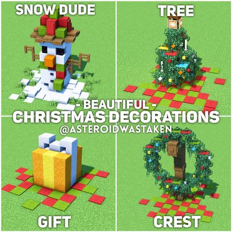 Winter Build Minecraft, Aesthetic Minecraft Christmas Builds, Christmas In Minecraft, Holiday Minecraft Builds, Christmas Minecraft Decorations, Minecraft Xmas Builds, Christmas Ideas Minecraft, Christmas Decor Ideas Minecraft, Minecraft Christmas Tree Builds