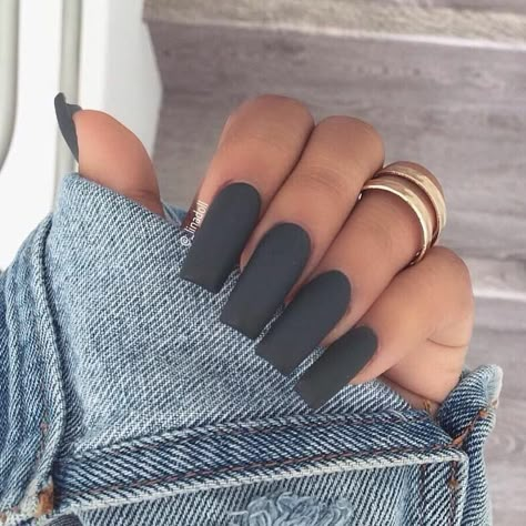 ✞THEmeanestWITCH✞ Diy Matte Nail Polish, Nails And Rings, Grey Matte Nails, Grey Nails, Coffin Nails Matte, Matte Nail Polish, Matte Nail, Matte Nails Design, Popular Nail Designs