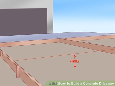 Image titled Build a Concrete Driveway Step 10 Diy Concrete Driveway, Form Board, Diy Driveway, Driveway Design, Concrete Diy Projects, Concrete Driveways, A Safe Place, Concrete Slab, Concrete Diy