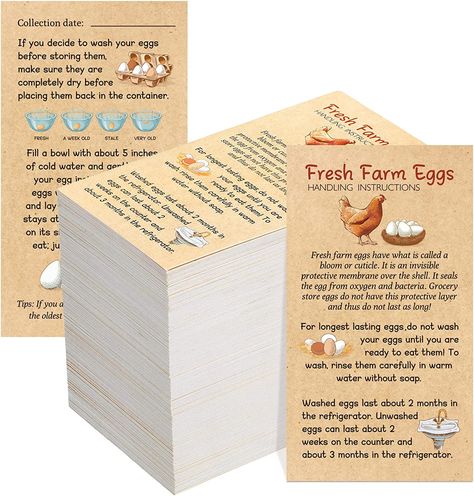 Meaningfully Designed: these fresh farm eggs handling instructions are patterned with eggs handling instructions, designed with a collection date section, which can let your customers know how fresh the eggs are, bring a lot of convenience
Small and Lightweight: each egg handling instruction card measures approx. 2 x 3.5 inches, which is the same size as a business card, small and lightweight, easy to store and carry around with an egg box and basket, and it can also be stored in an envelope Egg Stamps, Eggs Design, Egg Stamp, Egg Card, Accessories Simple, Farm Eggs, Egg Box, Gift Wrap Tags, Farm Stand