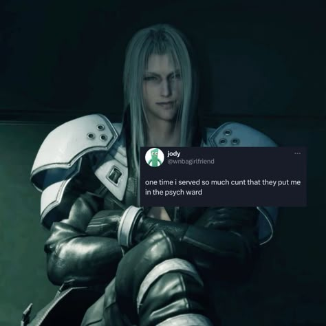 Sephiroth Art, Final Fantasy Funny, Final Fantasy Sephiroth, Final Fantasy Collection, Video Game Memes, Final Fantasy X, Final Fantasy Art, Cloud Strife, Fantasy Male