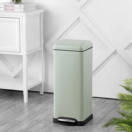 happimess Betty Retro Steel 7.9 Gallon Step On Trash Can | Wayfair Kitchen Trash Cans, Craft Rooms, Home Offices, Recycle Trash, Garbage Can, Store Organization, Laundry Rooms, Cabinets Organization, Storage And Organization