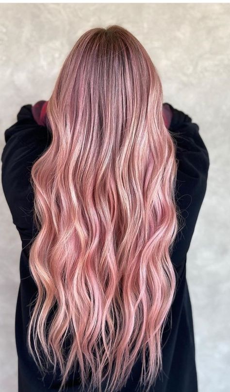 Blonde Pink Balayage, Party Tips And Tricks, Dark Strawberry Blonde Hair, Exotic Hair Color, Couleur Rose Pastel, Balayage Long Hair, Light Pink Hair, Pink Blonde Hair, Peach Hair